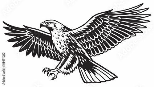 Majestic eagle soaring with powerful wings, representing freedom and strength, great for logos and emblems, originally a scalable graphic