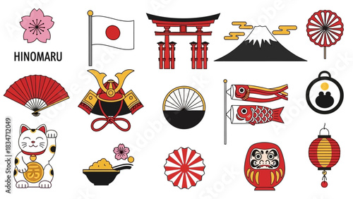 Explore Japan with this fun cultural collection featuring Mount Fuji, lucky cat, and traditional elements for travel and tourism designs now