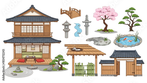 Discover the Serenity of Japanese Gardens with Traditional Architecture and Tranquil Koi Ponds, Perfect for Zen-Inspired Designs and Cultural Projects