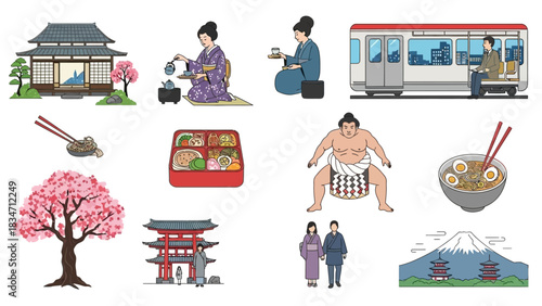 Experience the allure of Japan with this captivating cultural collection featuring iconic landmarks, delectable cuisine, and traditional customs for travel inspiration