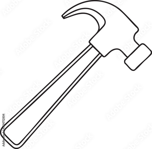 Claw hammer simple outline for construction repair mechanics diy craft and essential workshop tool illustration