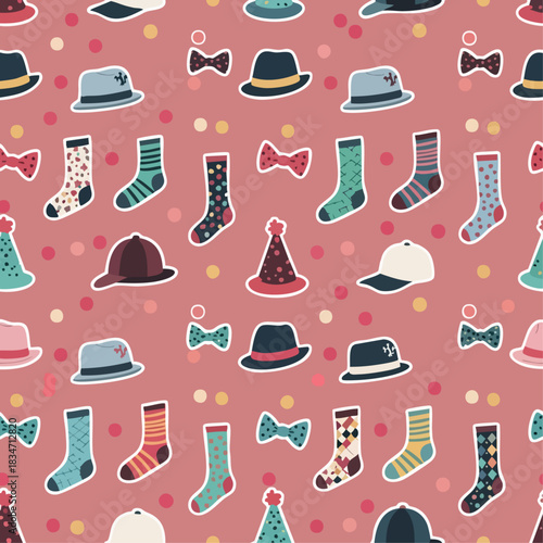 Seamless pattern of vintage style mens fashion accessories.