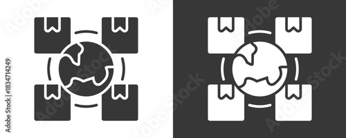 Global Market Icon Set Vector Collection Isolated In Black And White
