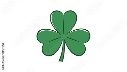 Vibrant green shamrock illustration with a distinct three-leaf clover design, symbolizing good luck, prosperity, and Irish cultural heritage, perfect for festive decorations and nature-themed graphics