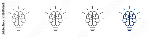 Human brain icon. Simple brain symbol in top and side view. Mind sign solid and outline style - stock vector.