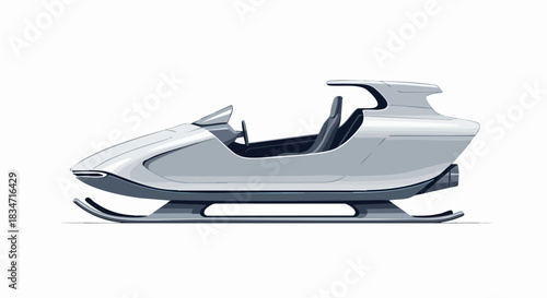 Futuristic snowmobile concept vehicle with a sleek aerodynamic design.