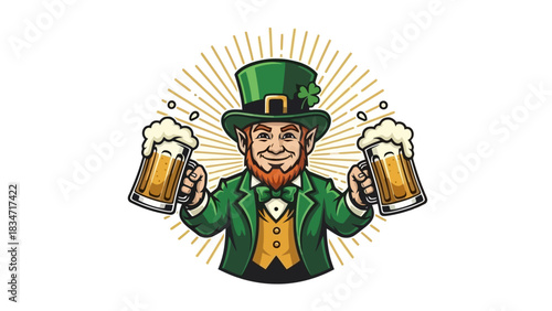 A Cheerful Leprechaun Toasting with Beer A Festive St