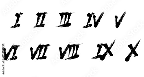 Brush Style Roman Numerals I–X Set | Japanese Calligraphy