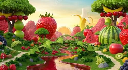 Fantasy Fruit World A Surreal Edible Landscape.