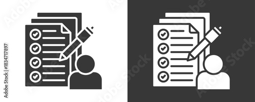 Questionnaire Icon Set Vector Collection Isolated In Black And White