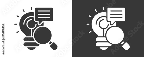 Research Icon Set Vector Collection Isolated In Black And White