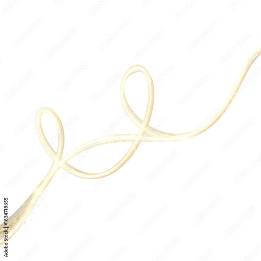 Naklejka premium Abstract white neon light swirl on black background studio shot