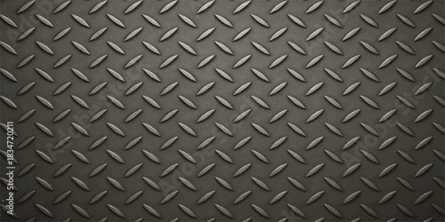 A seamless gray industrial diamond plate texture creates a rough metallic steel surface pattern for a silver aluminum sheet material wallpaper suitable for a construction industry background