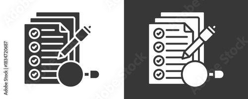 Paper Survey Icon Set Vector Collection Isolated In Black And White