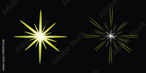 fireworks in the sky, Star shine flare overlay background with bright sunlight. fireworks on a black background	
