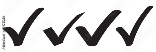 Simple green checkmark icon design on transparent background.