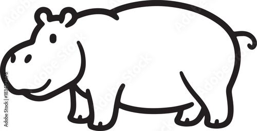Hippopotamus  black and white color clipart