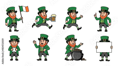 A Collection of Playful Leprechaun Illustrations for Saint Patrick's Day Celebrations