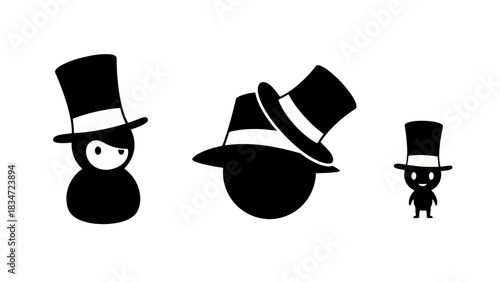 Silhouette Characters in Top Hats A Vector Illustration for Design and Visual Communication