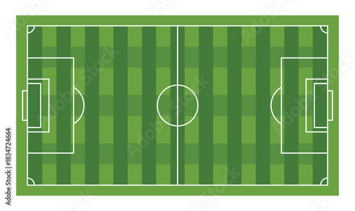 Football field  Soccer pitch scheme in top, side, and perspective view – Realistic green grass vector illustration.