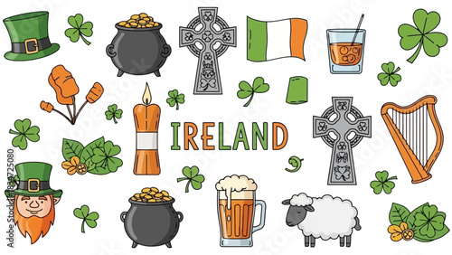 Irish symbols illustration for St
