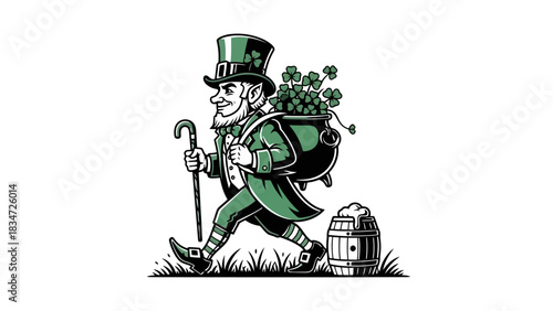 Leprechaun's Festive Stroll A Delightful Illustration of a Cheerful Irish Character