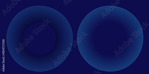 Abstract blue background with glowing curved lines. Shiny blue swirl curve lines design. Spiral lines. Geometric oval pattern. Futuristic technology concept. Vector illustration