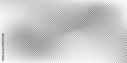 Grunge halftone gradient background. Faded grit noise texture. White and black sand wallpaper. Retro pixelated backdrop. Anime or manga style comic overlay. Vector graphic design textured template