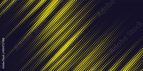 Gradient grunge texture background in yellow and dark blue color pattern with halftone dots, vector, modern.