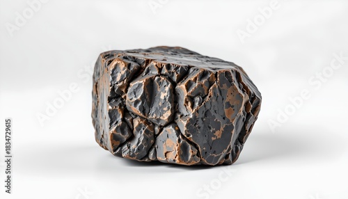 Wallpaper Mural A single, large rock with a rough, textured surface, predominantly dark gray with speckles of black and lighter brownish hues Torontodigital.ca