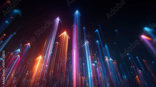 成長と方向性を示す矢印のAIビジネスイメージ