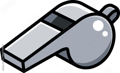 Silver whistle illustration on a light gray background