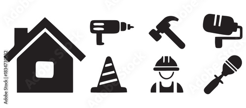 Construction and Home Renovation Icons – Building, Tools & Repair Symbols