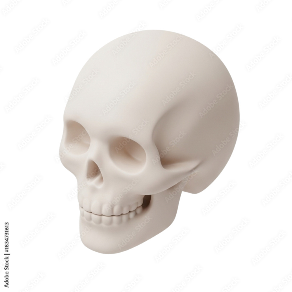 Obraz premium Anatomical Skull Model Isolated on White Background - A Detailed Representation