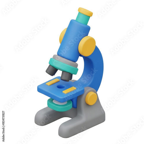 Schilderij op canvas Microscope 3D rendering close-up view, science research equipment for labs