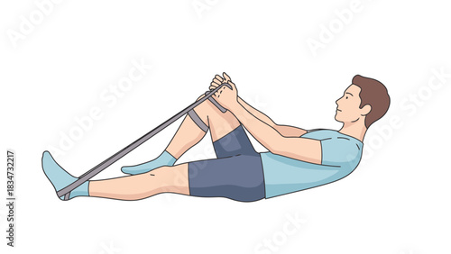 Man doing leg exercises with resistance band promoting fitness and rehabilitation