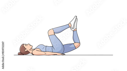 Woman Performing Pilates Exercise on the Floor for Core Strength and Flexibility