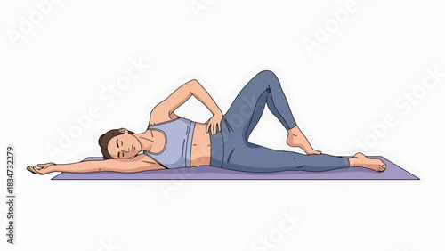 Woman Practicing Gentle Core Strengthening Exercise on Yoga Mat