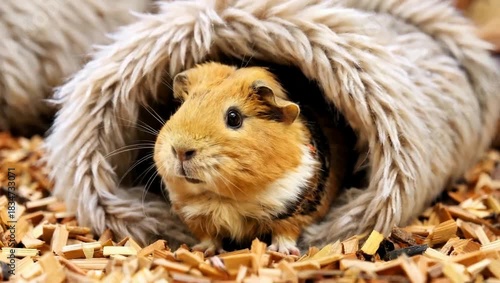 Wallpaper Mural Adorable Guinea Pig Snuggled in Cozy Hideaway - A Moment of Pure Cuteness. Torontodigital.ca