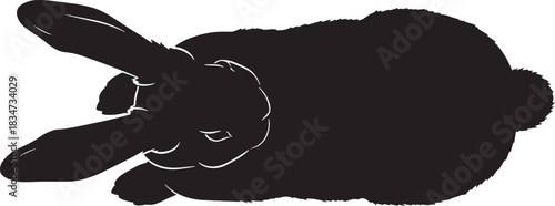 Silhouette of a lopeared rabbit sitting isolated on