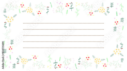 かわいいお花の手描き色鉛筆フレーム