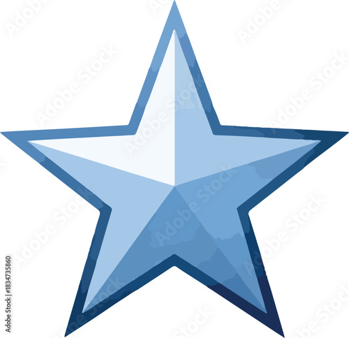 A fivepointed pale blue star with a darker blue outline and internal shading