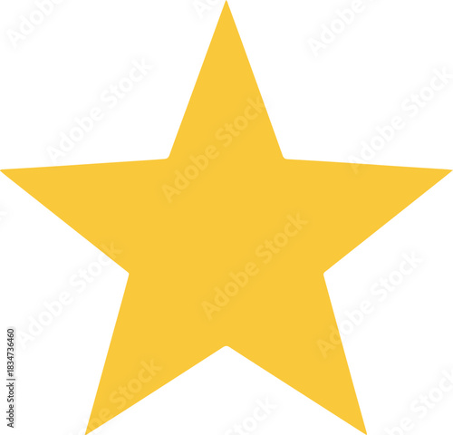 A solid fivepointed yellow star shape on a white background