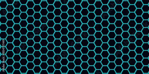 Abstract hexagon blue background banner futuristic business data technology modern concept, polygon shape lines connecting link dark blue contrast
