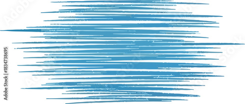 Abstract horizontal blue brush strokes creating a textured oval shape on white