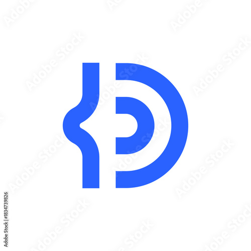 Modern Blue Letter D with Code Hash Symbol for Software and Programming Technology Logo Design Vector