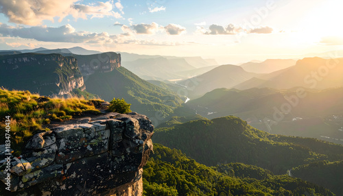 Wallpaper Mural Cliffside viewpoint overlooking a vast mountain landscape, freedom and escape mood Torontodigital.ca