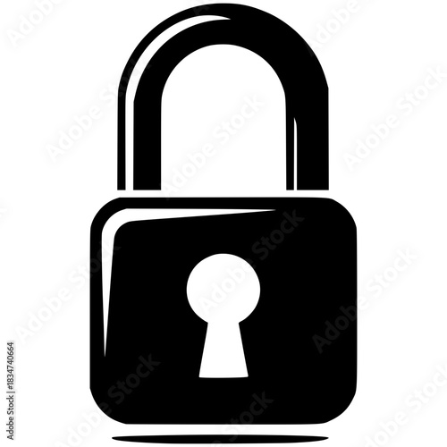 Vector lock icon on a black button representing security and protection