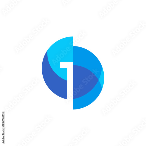 Vibrant Dual Circle Number One 1 Network Global Business Logo Design Vector
