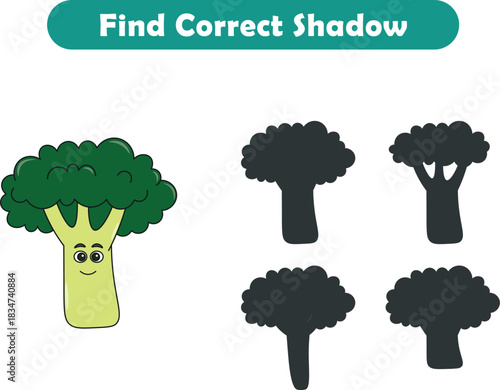 Funny cartoon fruits. find the correct shadow. Kids Education games. Cartoon vector illustration